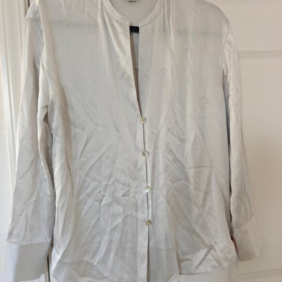 NWT Vince Band Collar Long Sleeve Silk Blouse Shirt - Picture 5 of 6
